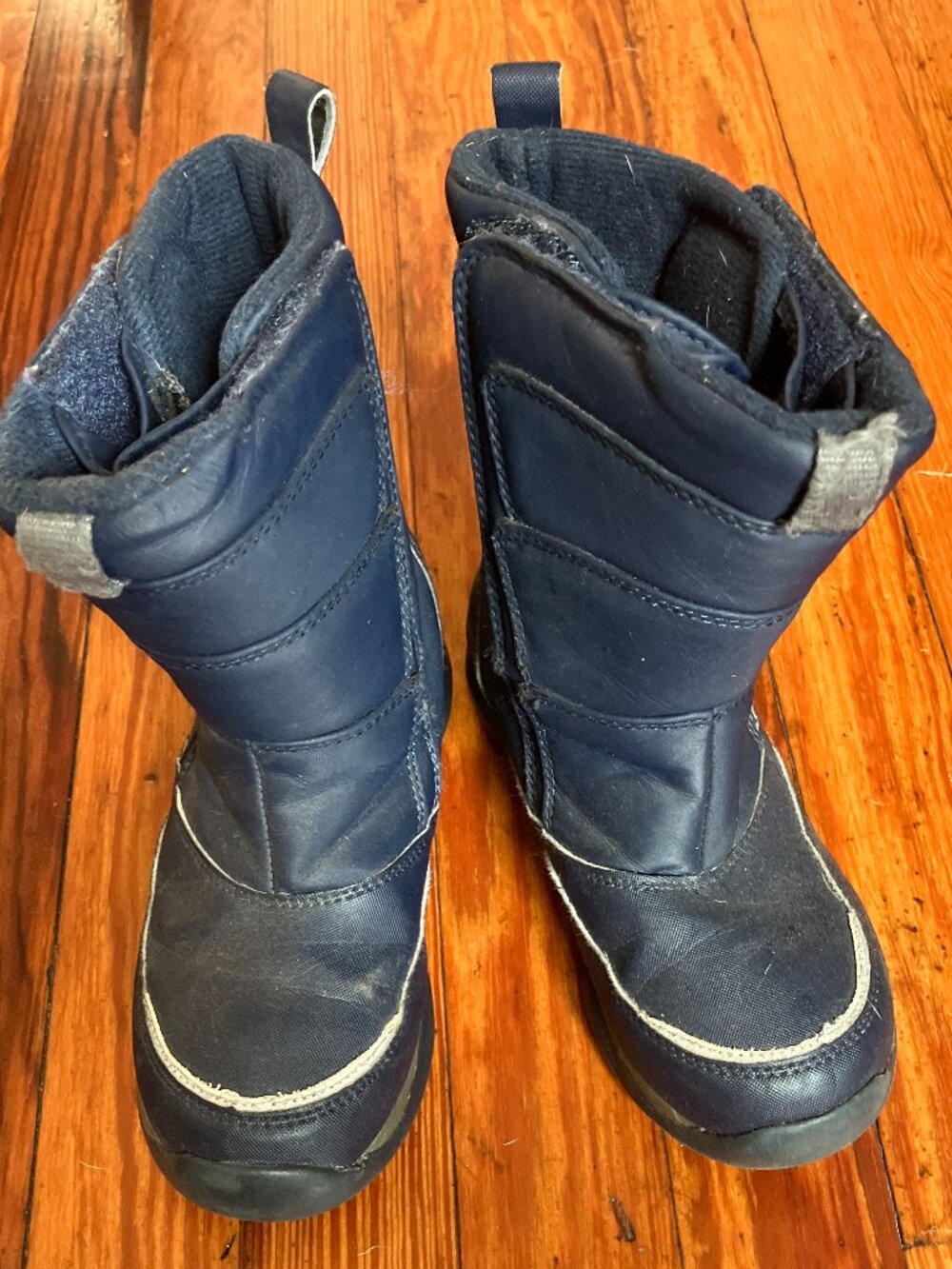 Kids Navy Insulated Snow Boots Youth US 13M Hook & Loop Winter Boots
